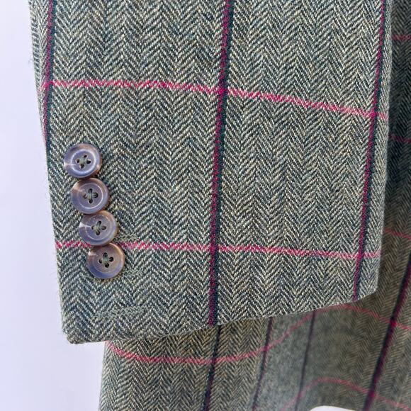 Samuel Windsor Suit Set Jacket Waistcoat Vest Wool Green Plaid 48R - Picture 7 of 12